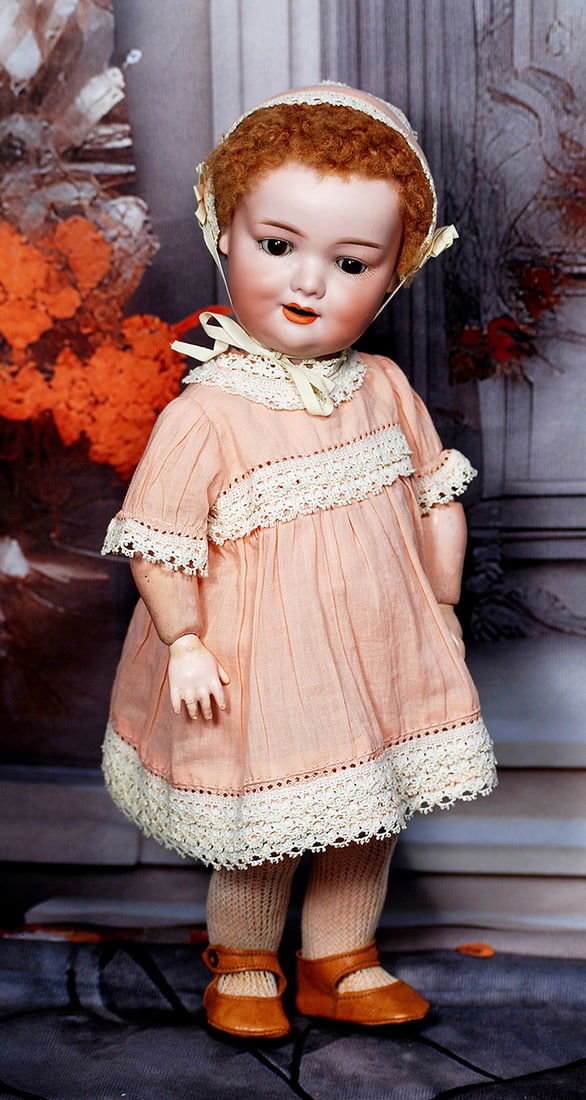 GERMAN BISQUE TODDLER, 560, BY MARSEILLE.: GERMAN BISQUE TODDLER, 560, BY MARSEILLE. 14". Marks: Armand Marseille 560a, A 2 M. DRGM R232. Bisque socket head, brown sleep eyes, painted lashes, feathered brows, open mouth, accented lips, two upp