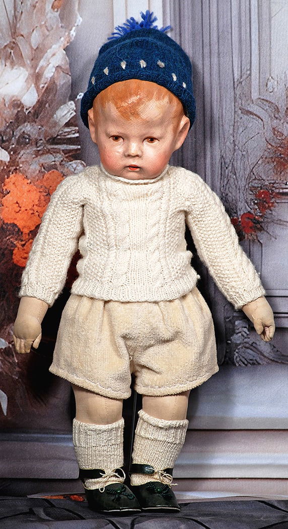 EARLY GERMAN CLOTH KATHE KRUSE DOLL, SERIES 1. (1 of 2)