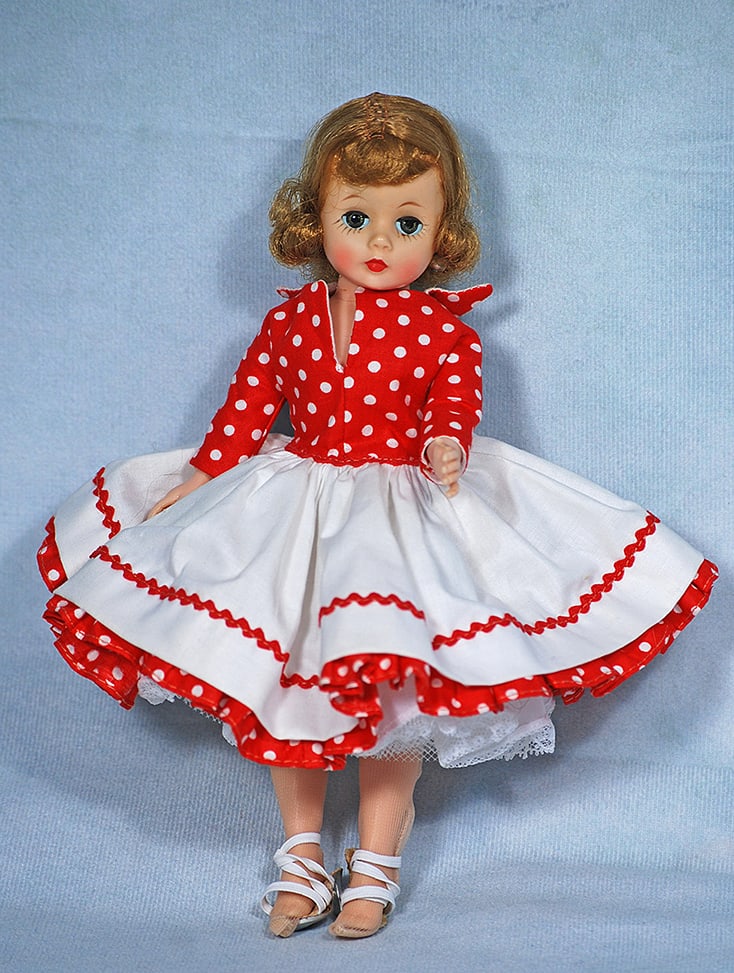 ALEXANDER CISSETTE IN RED POLKA DOT DRESS. (1 of 1)