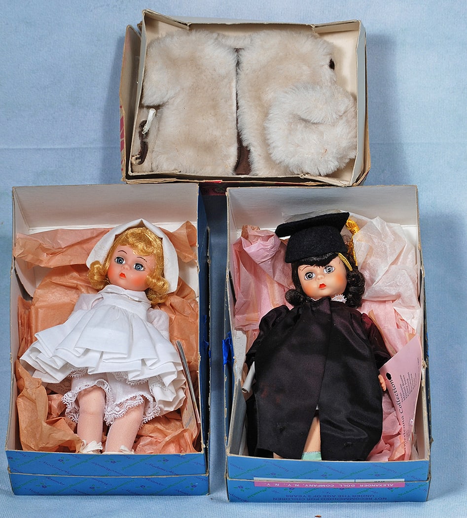 TWO ALEXANDER-KIN DOLLS AND BOXED COSTUME. (1 of 1)