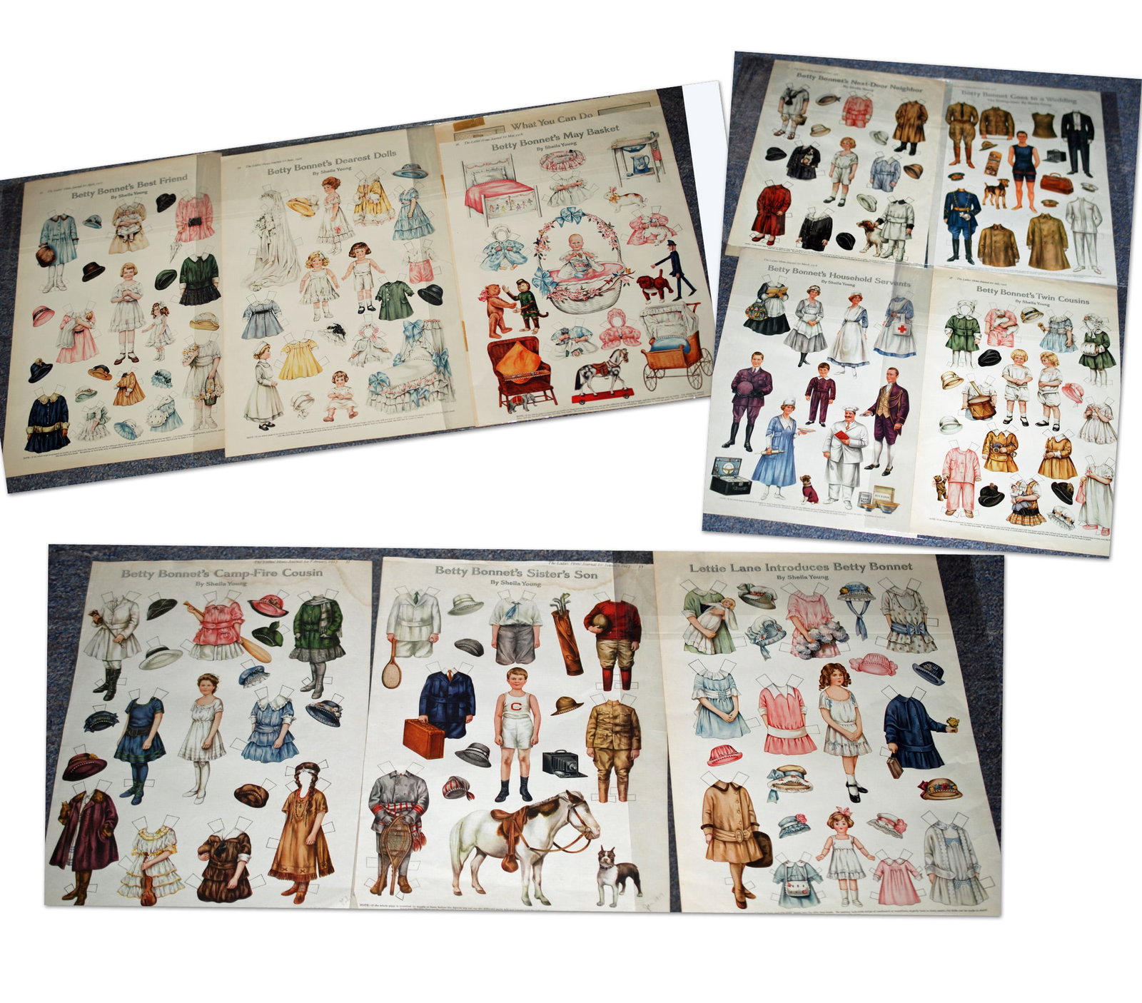 TEN SHEETS OF EARLY SERIES LETTIE LANE “BETTY BONNET” SERIES PAPER DOLLS (1 of 4)