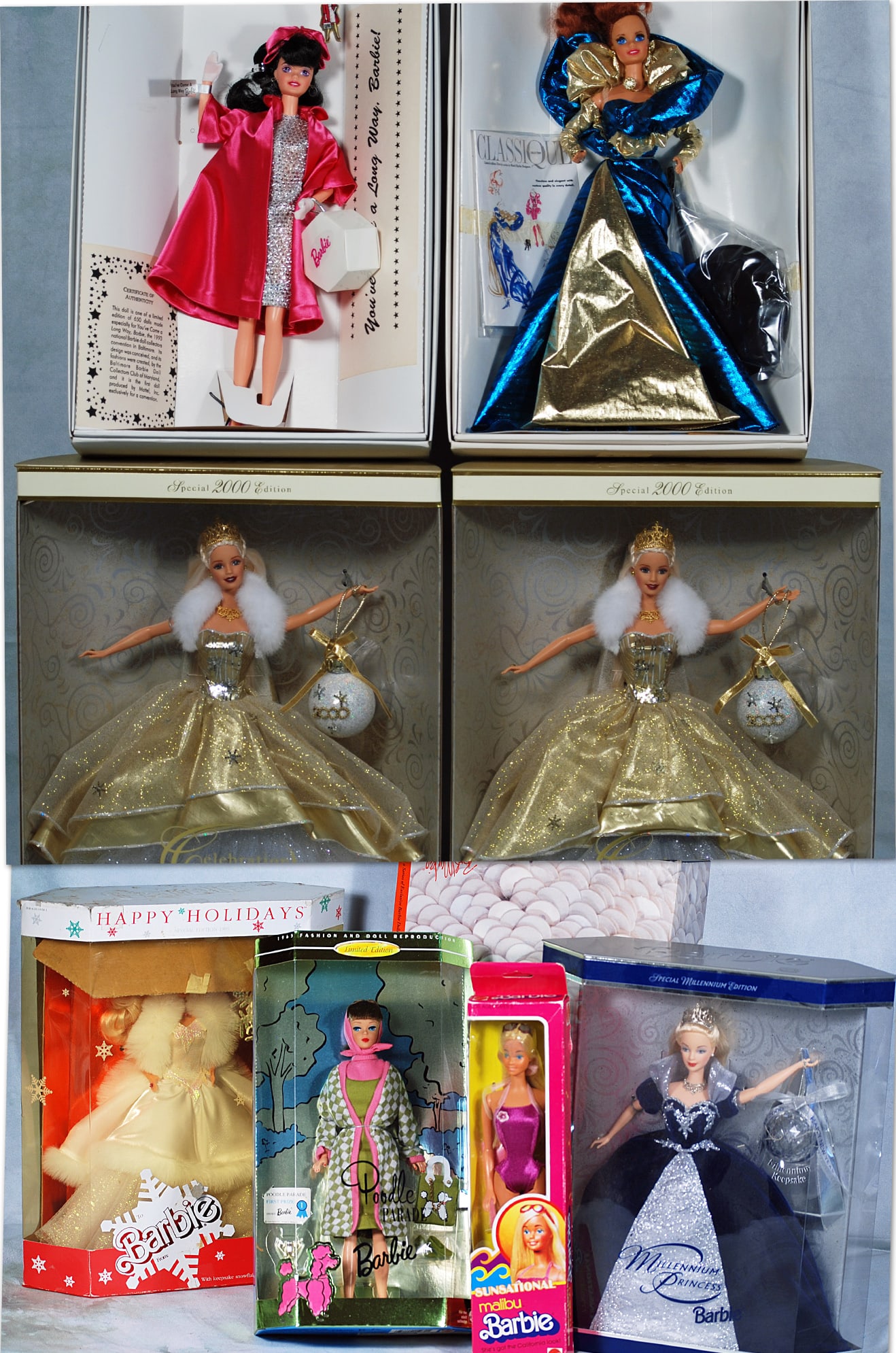 NINE BOXED COLLECTOR BARBIE DOLLS. (1 of 1)