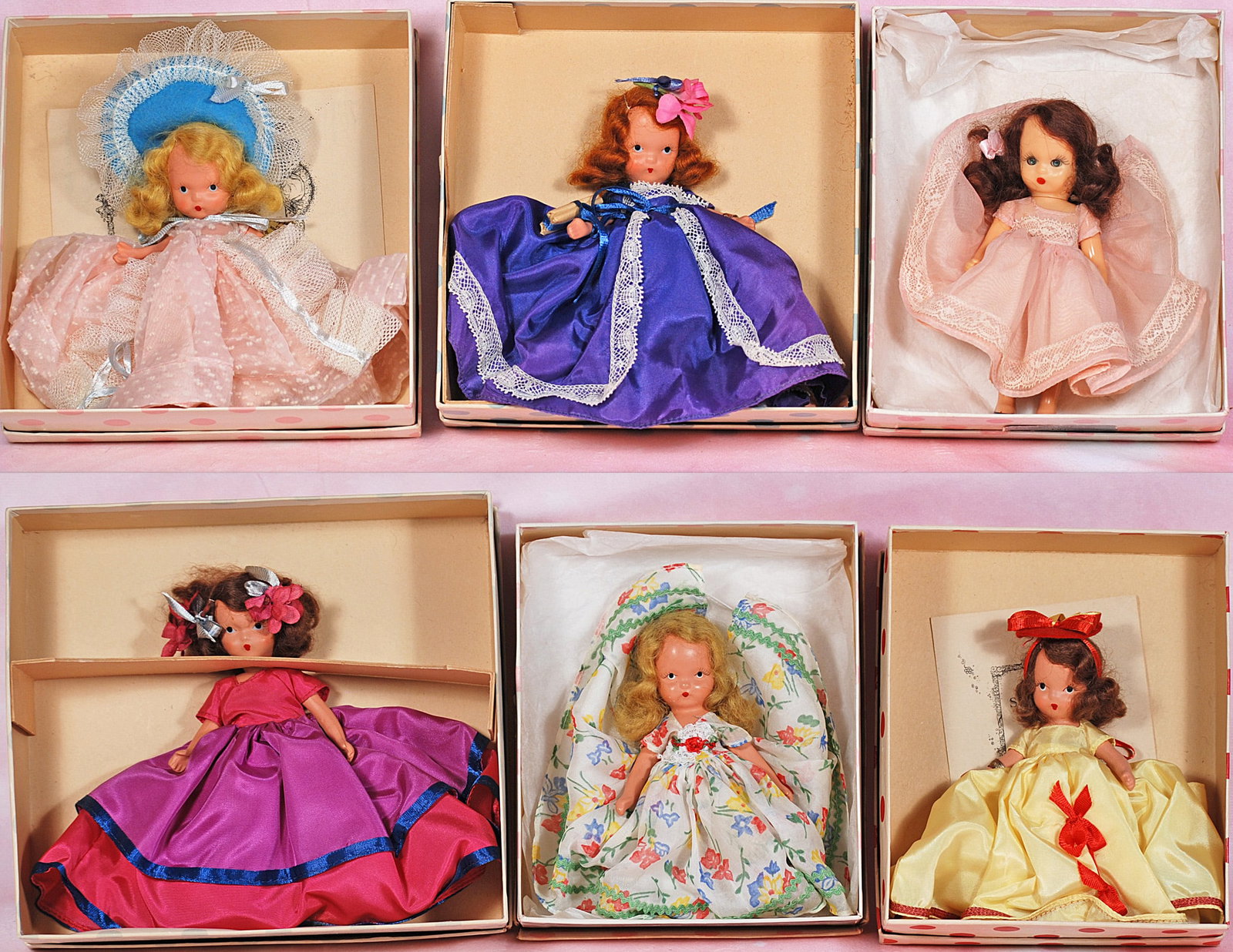 SIX NANCY ANN STORYBOOK DOLLS. (1 of 1)