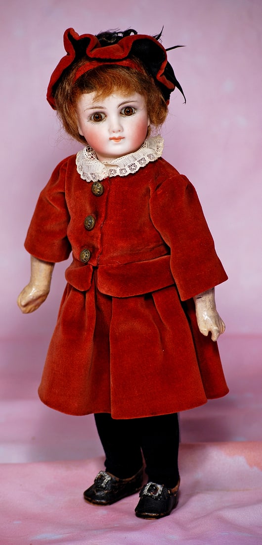 PETITE GERMAN BISQUE CLOSED-MOUTH DOLL BY GEBRUDER KUHNLENZ.  11”.  Marks: Gbr K -027.  Bisque (1 of 2)