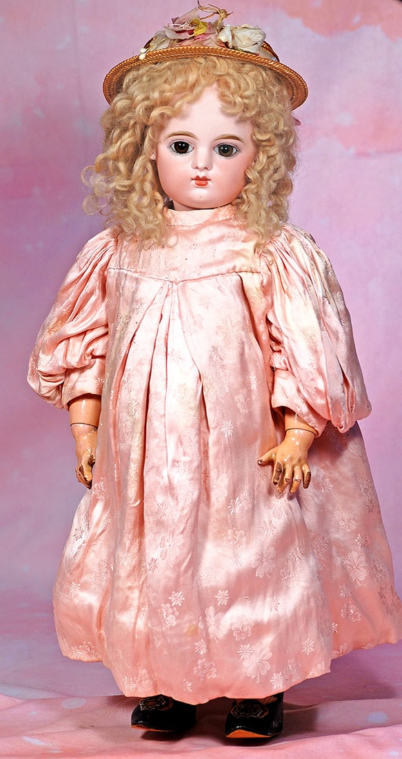 FRENCH BISQUE BEBE BY GAULTHIER.  19”.  Marks: F. G. (in scroll) 6.  Bisque socket head, inset (1 of 2)