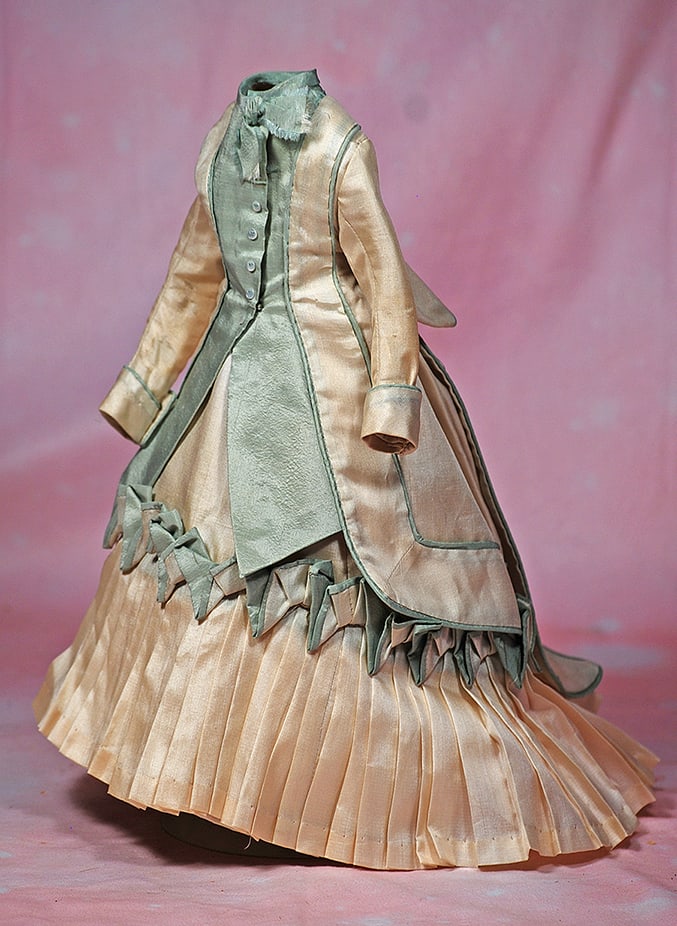 TWO-PIECE SILK GOWN FOR FRENCH POUPEE. (1 of 1)