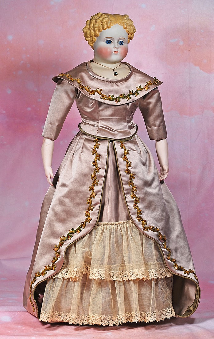 LARGE GLASS-EYED GERMAN BISQUE PARIAN LADY. (1 of 2)