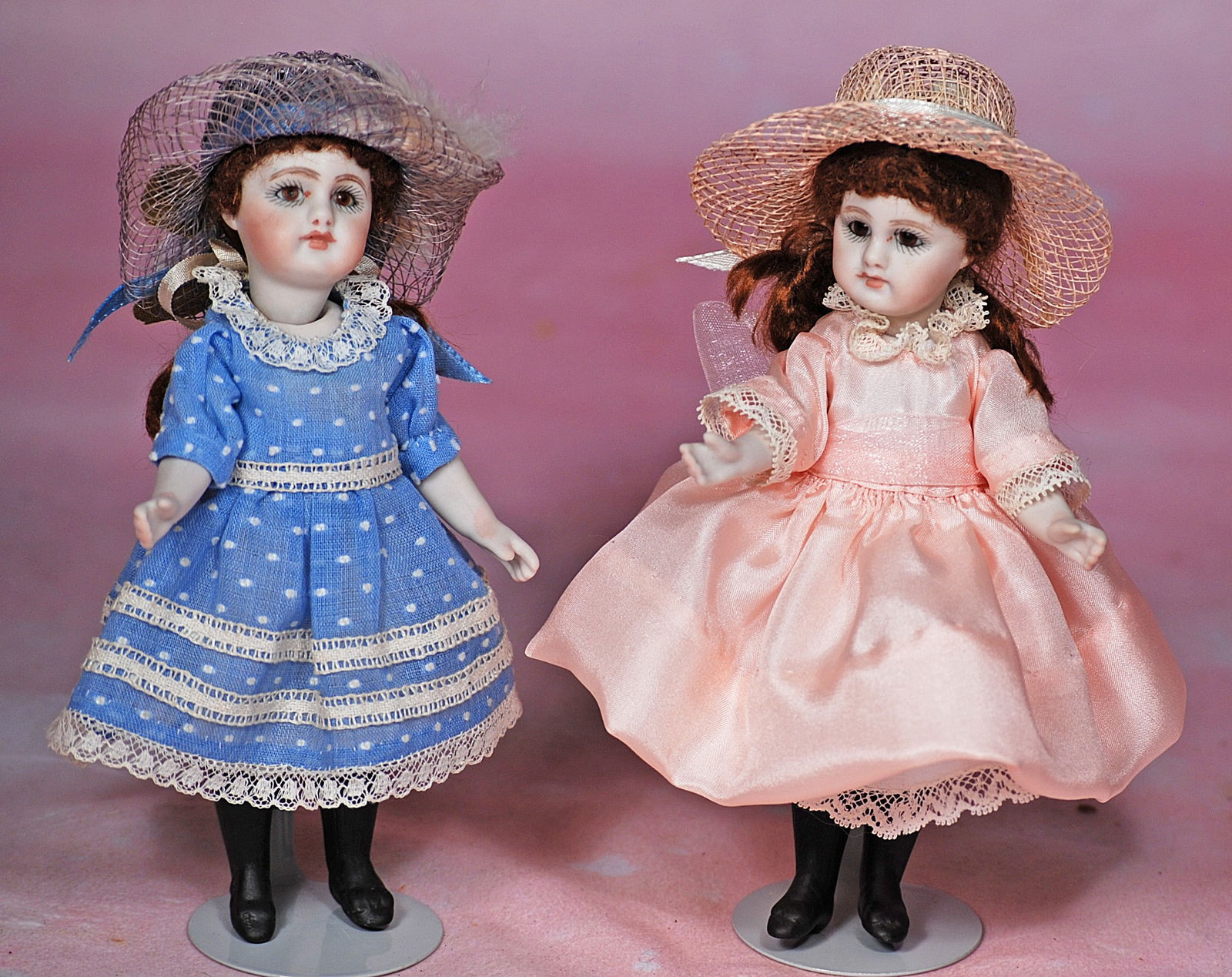 PAIR OF ALL-BISQUE DOLLS BY CATHY HANSEN. (1 of 1)