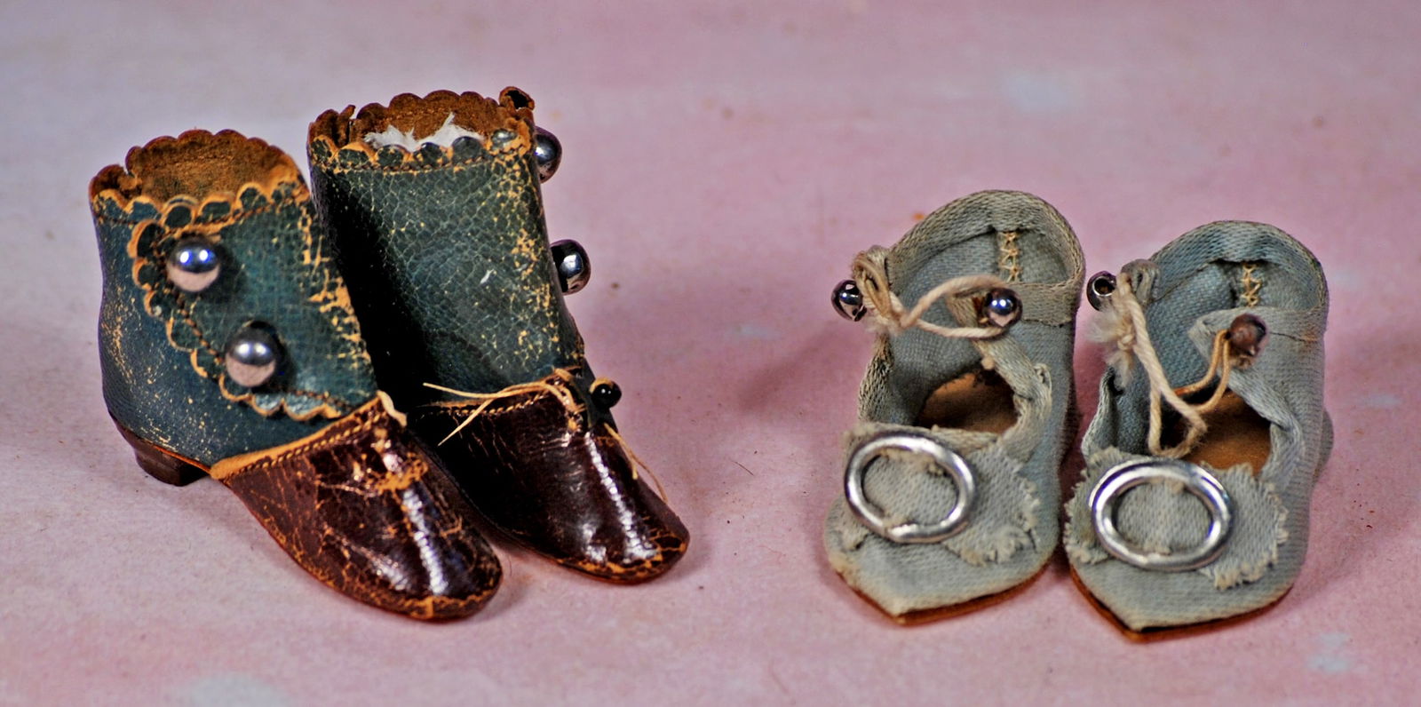TWO PAIR OF ANTIQUE DOLL SHOES (1 of 1)