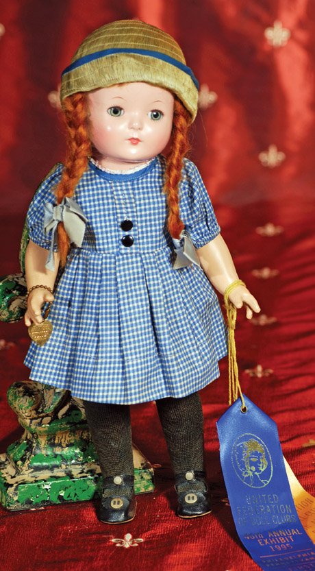 RARE COMPOSITION “PATRICIA” AS ANNE SHIRLEY. Effa: RARE COMPOSITION “PATRICIA” AS ANNE SHIRLEY. Effanbee, Patricia. 15”. Composition socket head on five-piece jointed composition body, green sleep eyes, painted and applied lashes, tapered brows,