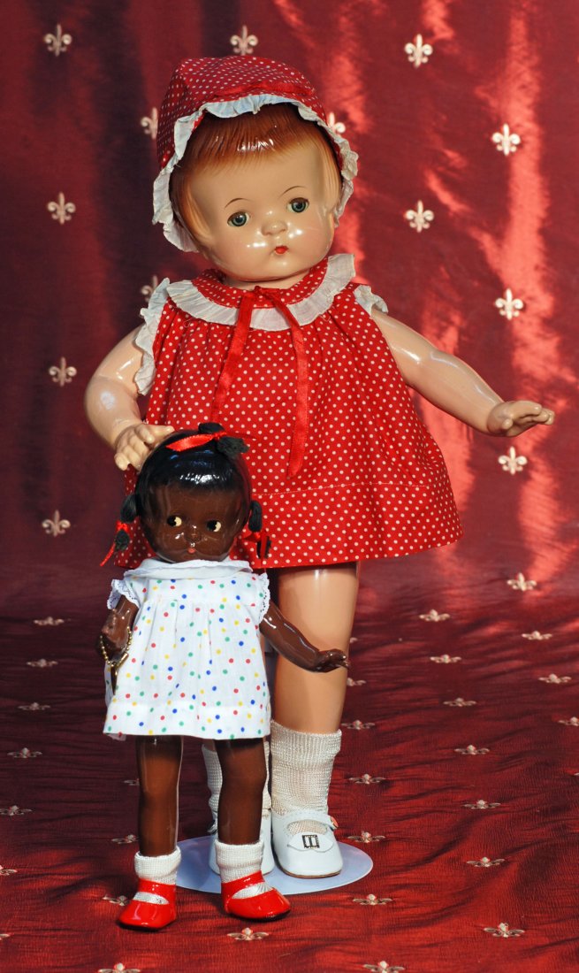 TWO EFFANBEE PATSY FAMILY DOLLS, REDRESSED & STEIF: TWO EFFANBEE PATSY FAMILY DOLLS, REDRESSED & STEIFF PONY Each all-composition with socket head and five-piece jointed body. Includes: 12” brown model marked Patsy, molded hair with yarn tufts and re