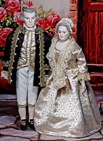 PORTRAIT DOLLS OF GEORGE AND MARTHA WASHINGTON BY EMMA CLEAR