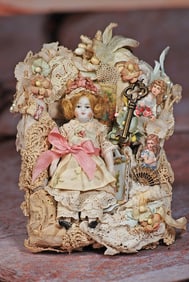 MINIATURE GERMAN ALL-BISQUE DOLL IN PRESENTATION BOX
