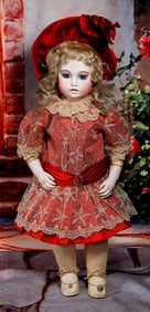 GORGEOUS FRENCH BISQUE CIRCLE DOT BEBE BY LEON CASIMIR BRU