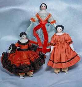 THREE MINIATURE GERMAN  DOLLHOUSE DOLLS