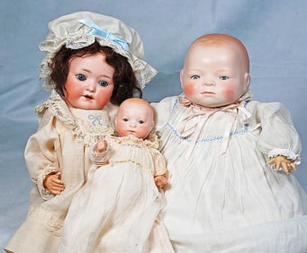 THREE GERMAN BISQUE DOLLS
