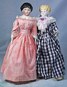 TWO GERMAN PORCELAIN DOLLS