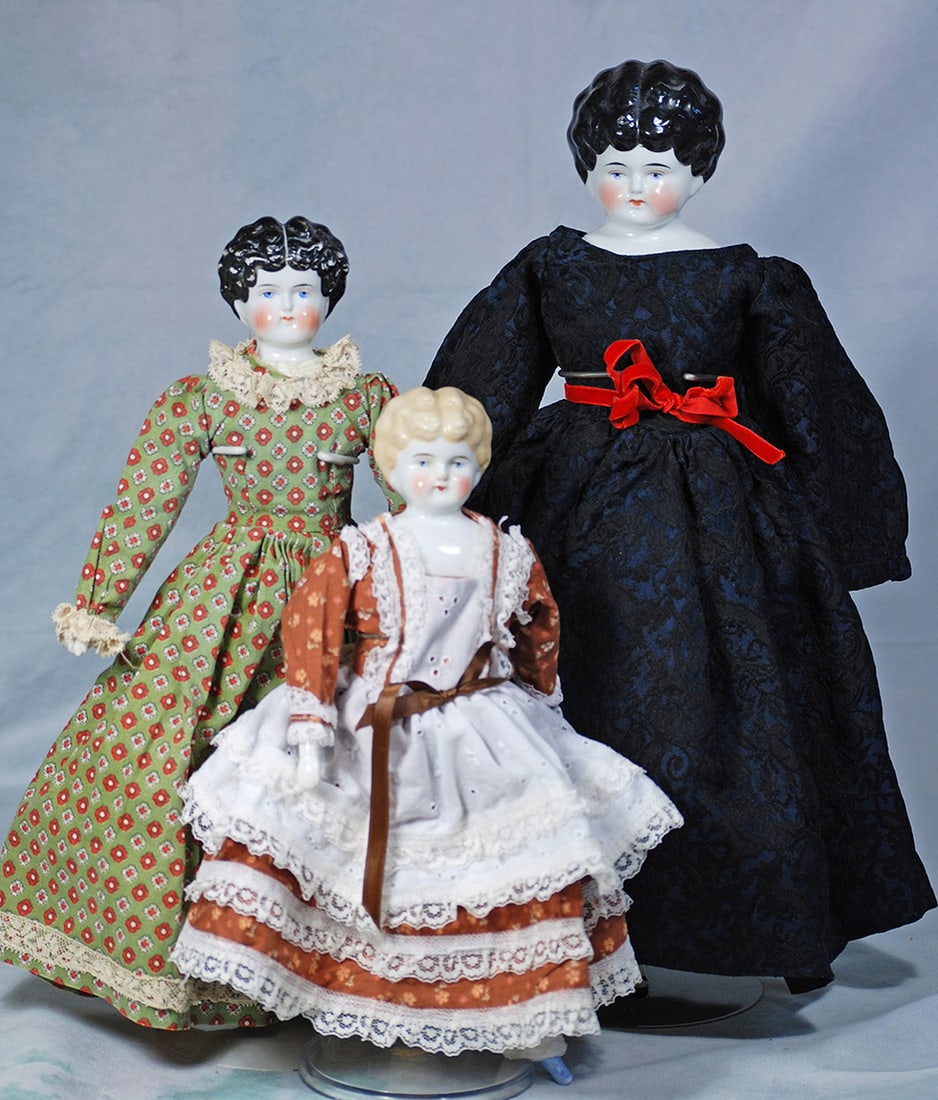 THREE GERMAN PORCELAIN LADY DOLLS (1 of 1)