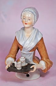 GOEBEL PORCELAIN HALF DOLL "LA BELLE CHOCOLATIERE" IN RARE COLOR