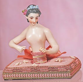 GERMAN PORCELAIN HALF DOLL BY KISTER