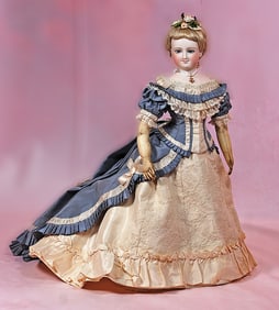 FRENCH BISQUE SMILING POUPEE, SIZE G, BY LEON CASIMIR BRU