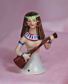 GERMAN PORCELAIN EGYPTIAN THEMED HALF DOLL