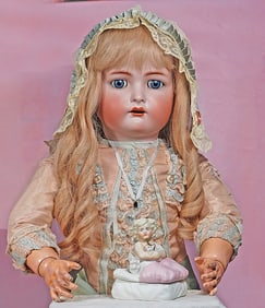 GERMAN BISQUE TRINKET BOX FEATURING CHILD WITH KITTEN