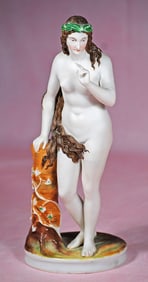 LARGE GERMAN ALL-BISQUE LADY WITH FLOWING BROWN HAIR