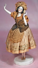 GERMAN PORCELAIN PINCUSHION DOLL ATTRIBUTED TO CARL SCHEIDER