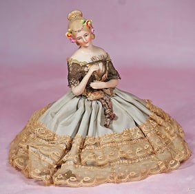 GERMAN PORCELAIN PINCUSHION DOLL ?JENNY LIND? BY GOEBEL