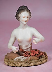 LARGER GERMAN PORCELAIN HALF DOLL WITH ARMS EXTENDED BY DRESSEL AND KISTER