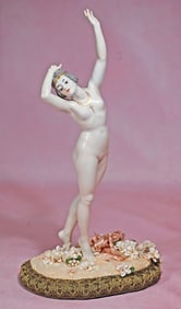 LARGE GERMAN PORCELAIN LADY WITH GOLD JEWELRY AND HEAD BAND BY DRESSEL AND KISTER