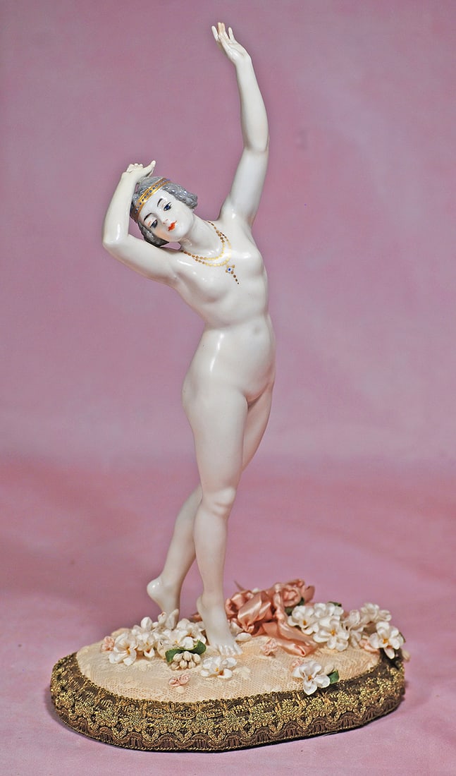 LARGE GERMAN PORCELAIN LADY WITH GOLD JEWELRY AND HEAD BAND BY DRESSEL AND KISTER (1 of 1)