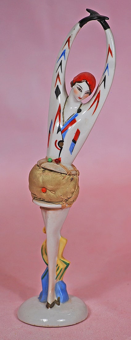 GERMAN PORCELAIN HALF DOLL AS PINCUSHION (1 of 1)