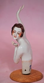 GERMAN PORCELAIN HALF DOLL BY DRESSEL AND KISTER