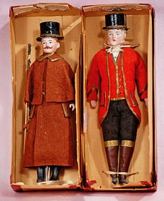 TWO GERMAN BISQUE DOLLHOUSE GENTLEMEN