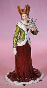 GERMAN PORCELAIN MEDIEVAL QUEEN WITH BIRD BY DRESSEL AND KISTER