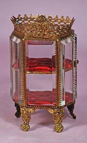 GILDED BRONZE MINIATURE DISPLAY CABINET