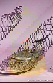 DELIGHTFUL AUTOMATON OF SINGING BIRD IN GILDED CAGE