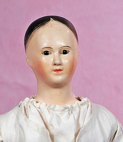 FRENCH PAPER MACHE LADY WITH GLASS EYES