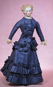 GERMAN BISQUE LADY WITH SCULPTED HAIR AND PIERCED EARS