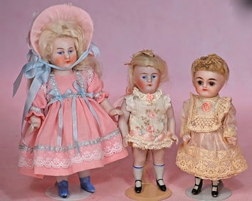 THREE GERMAN ALL-BISQUE DOLLS