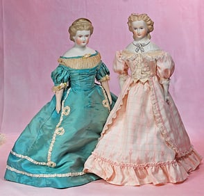 TWO ARTIST BISQUE PARIAN TYPE LADY DOLLS