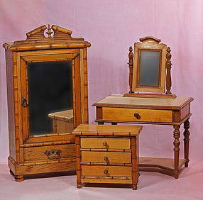 FRENCH MAPLE WOOD DOLL FURNITURE