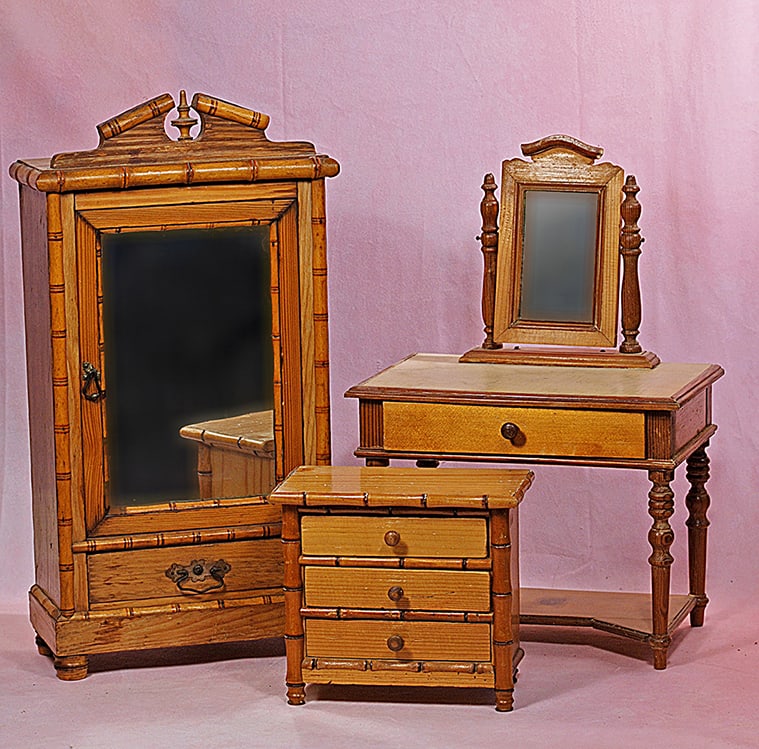 FRENCH MAPLE WOOD DOLL FURNITURE (1 of 1)