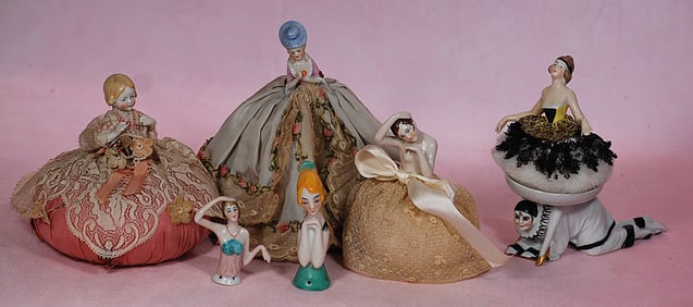 COLLECTION OF HALF DOLLS AND PIN CUSHION DOLLS