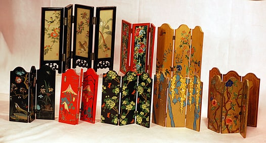 NINE ASSORTED MINIATURE DOLLHOUSE SCREENS.