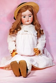 LARGE GERMAN BISQUE DOLL BY HANDWERCK.