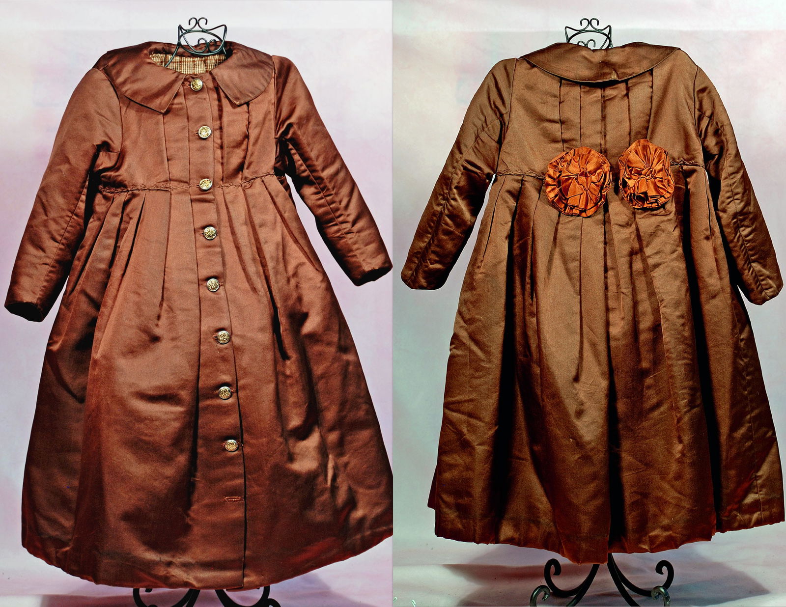 ANTIQUE BROWN SILK COAT FOR LARGE DOLL (1 of 1)