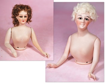 TWO BISQUE HALF DOLLS